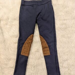 Janie and Jack Dark Blue Leggings with Quilted Brown Accents